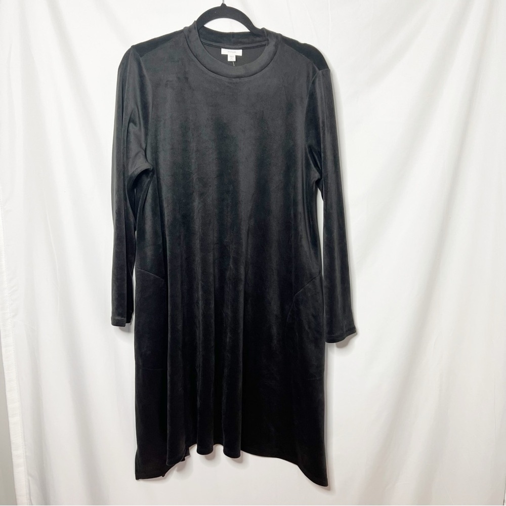 NEW with tags J. Jill Pure Velour Black Long Sleeve Dress - Picture 2 of 6